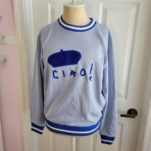 Ellsworth+Ivey Blue CIAO Sweatshirt Size XS Preppy Collegiate  Athleisure Travel